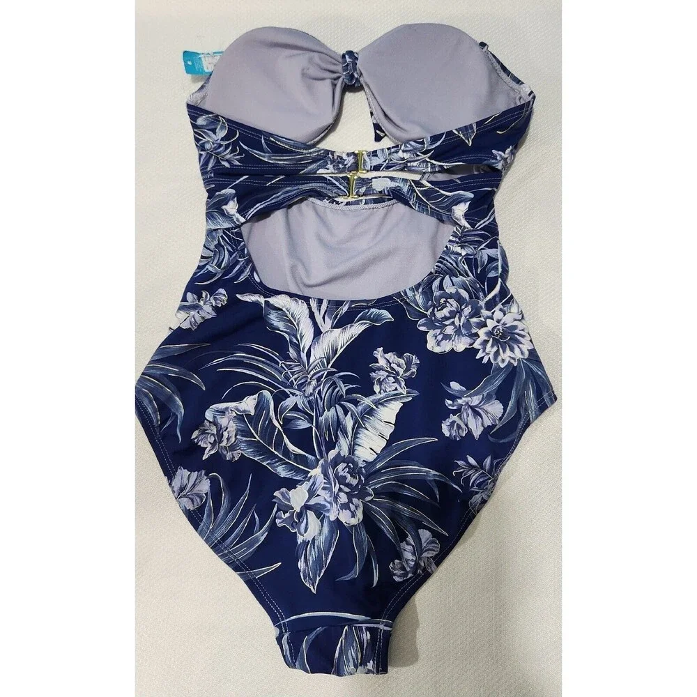 Ambrielle Swimsuit Medium Color Blue Navy One piece Swimsuit. - Picture 5 of 11